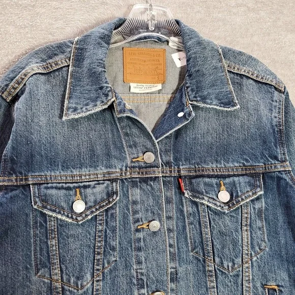 Levi's Women Jacket Small Blue Denim Trucker Babe Long Sleeve Collar - Picture 2 of 9